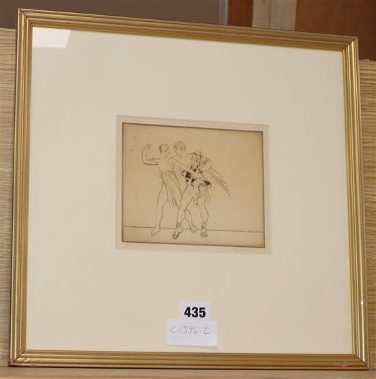 Sir William Russell Flint (1889-1969), dry point etching, Allegro 1930, signed, 12 x 15cm